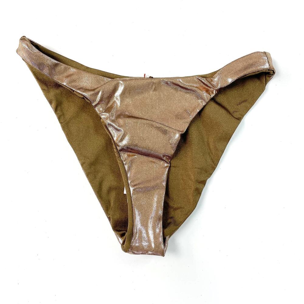 NEW Good American 3 Large‎ Better Bikini Swim Bottom Mocha Foil Moderate Cover - Picture 3 of 7